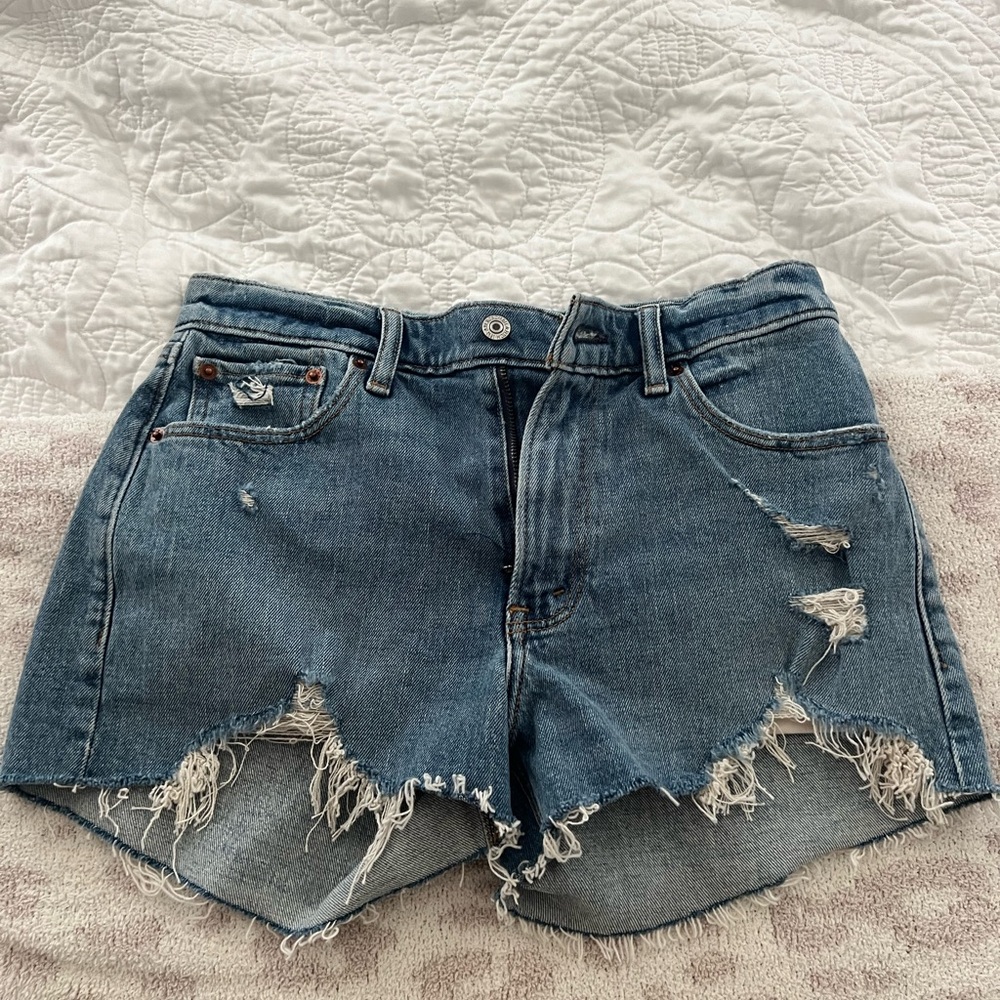 Abercrombie & Fitch Blue Jean Shorts Distressed Cut-Off Style